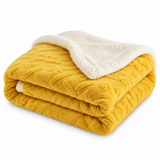 Couverture en Fleece Mélange de Laine de Mouton - Plaid Double Couche pour Canapé et Lit