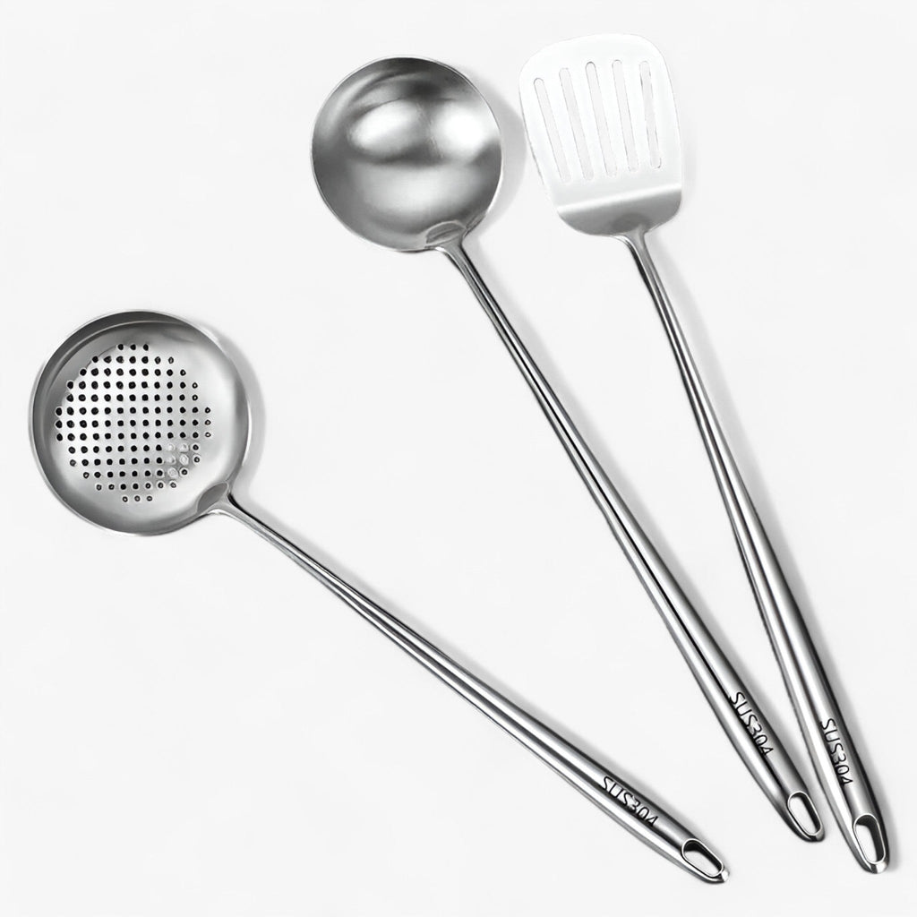 Ensemble d'Ustensiles de Cuisine en Acier Inoxydable - Ustensiles pour Cuisson et Service