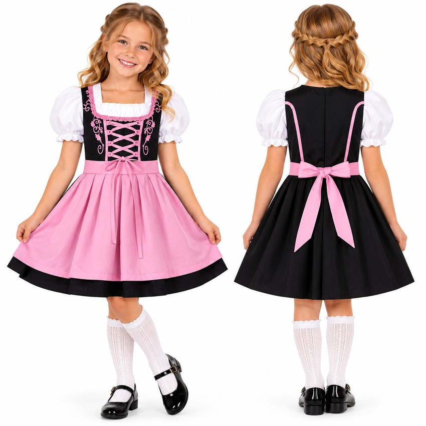 Dirndl Oktoberfest pour Fille - Tablier avec Laçage Décoratif à l'Avant