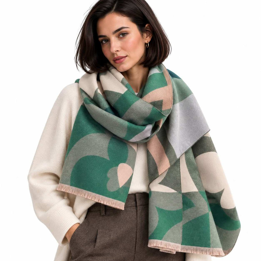 Écharpe Pashmina à Motif Floral - Châle Léger en Mélange de Cachemire avec Texture Douce