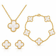 Ensemble de Bijoux Dorés - Collier à Pendentif en Laiton avec Boucles d'Oreilles Assorties
