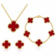 Ensemble de Bijoux Dorés - Collier à Pendentif en Laiton avec Boucles d'Oreilles Assorties