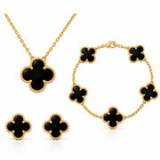 Ensemble de Bijoux Dorés - Collier à Pendentif en Laiton avec Boucles d'Oreilles Assorties