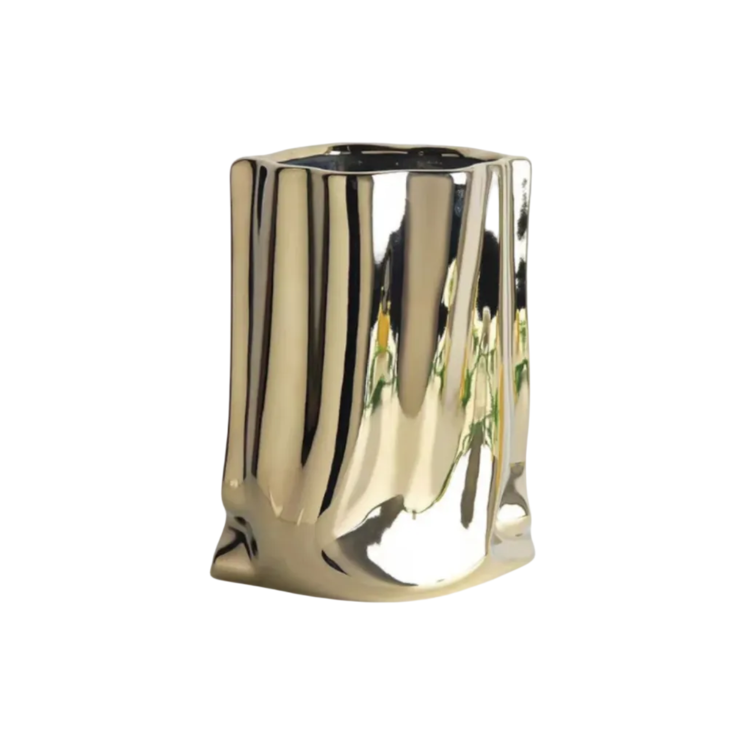 Vase Décoratif en Céramique - Vase Sculptural avec Finition Métallique Argentée ou Dorée