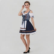 Robe Dirndl Femme en Polyester - Encolure Carrée avec Tablier et Nœud Ajustable au Dos