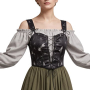 Robe Trachten Femme en Polyester - Manches Bouffantes avec Col Élastique et Jupe Évasée