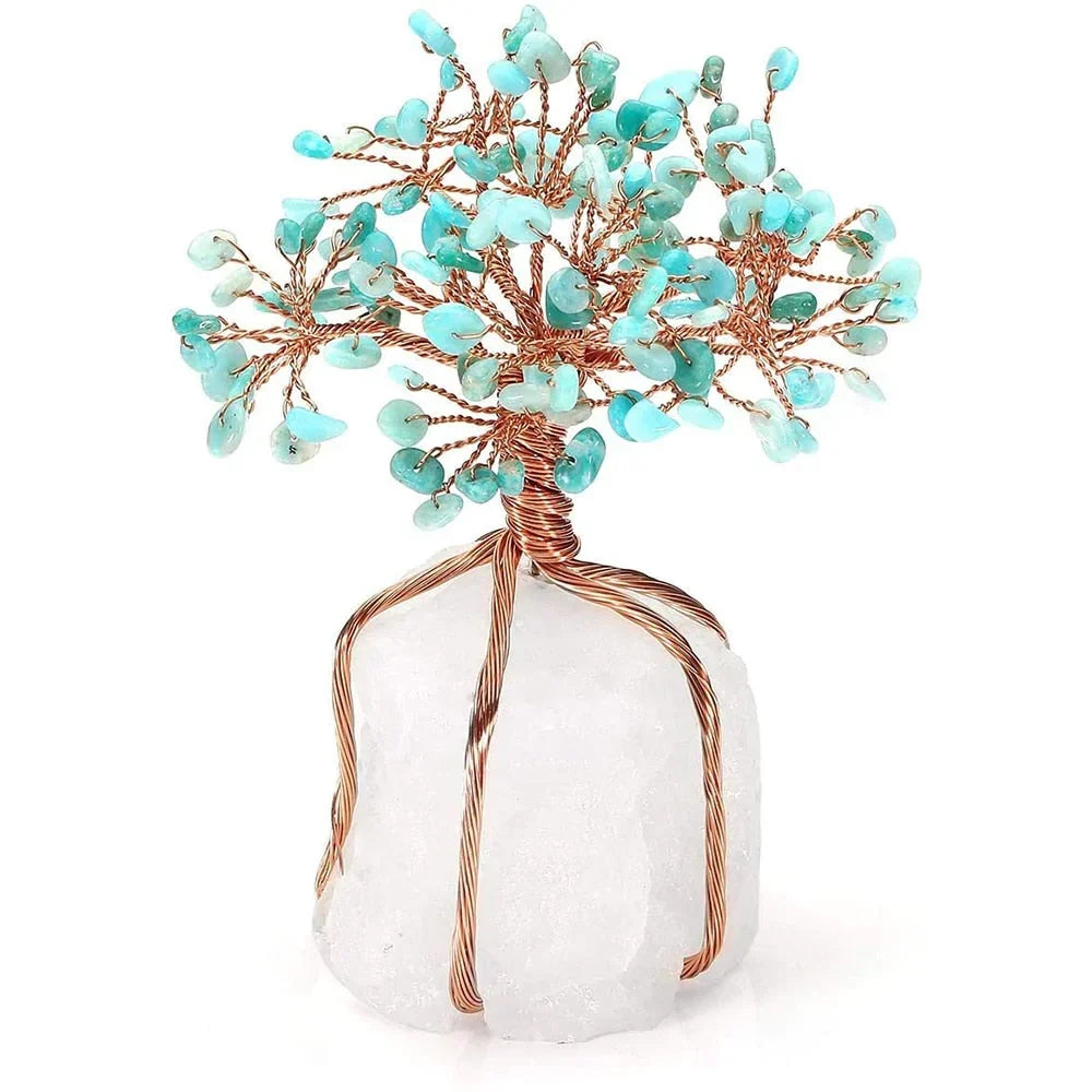 Ornement Bonsaï en Pierres Naturelles - Arbre Décoratif en Améthyste, Quartz Rose ou Citrine