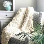 Couverture Chunky Tricotée - Plaid Fait Main en Laine Mérinos