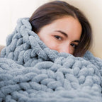 Couverture Chunky Tricotée - Plaid Fait Main en Laine Mérinos