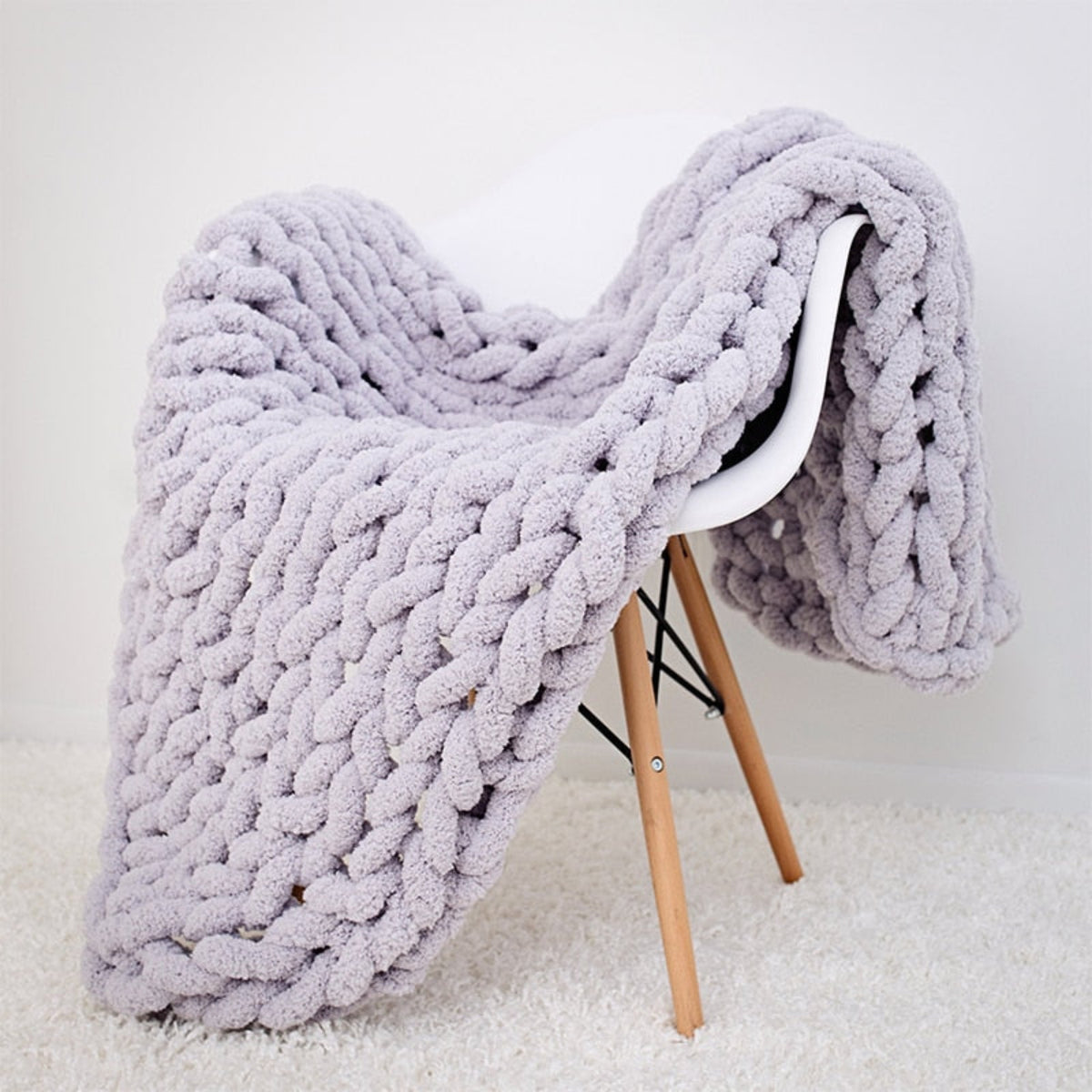 Couverture Chunky Tricotée - Plaid Fait Main en Laine Mérinos