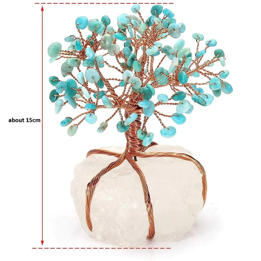 Ornement Bonsaï en Pierres Naturelles - Arbre Décoratif en Améthyste, Quartz Rose ou Citrine