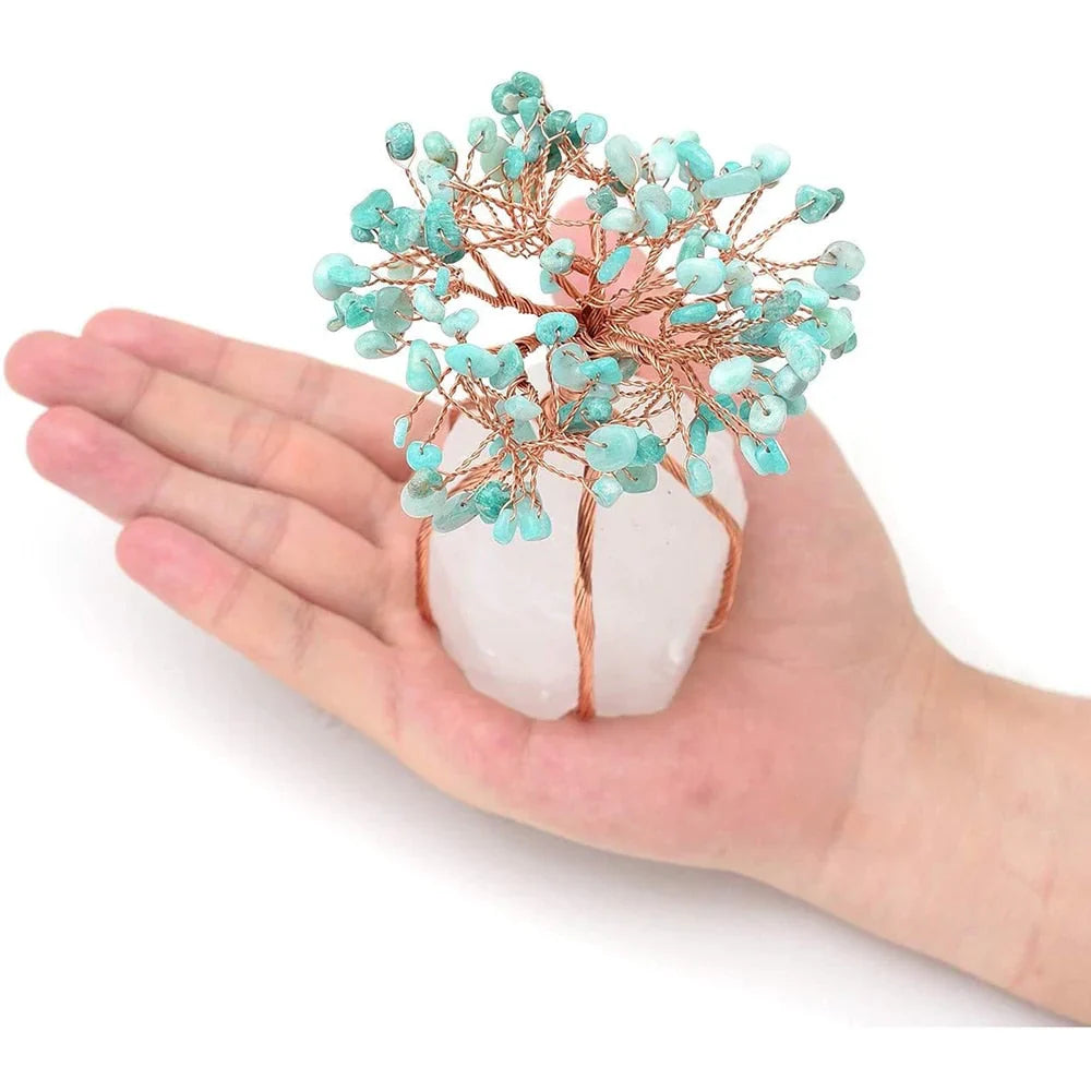 Ornement Bonsaï en Pierres Naturelles - Arbre Décoratif en Améthyste, Quartz Rose ou Citrine