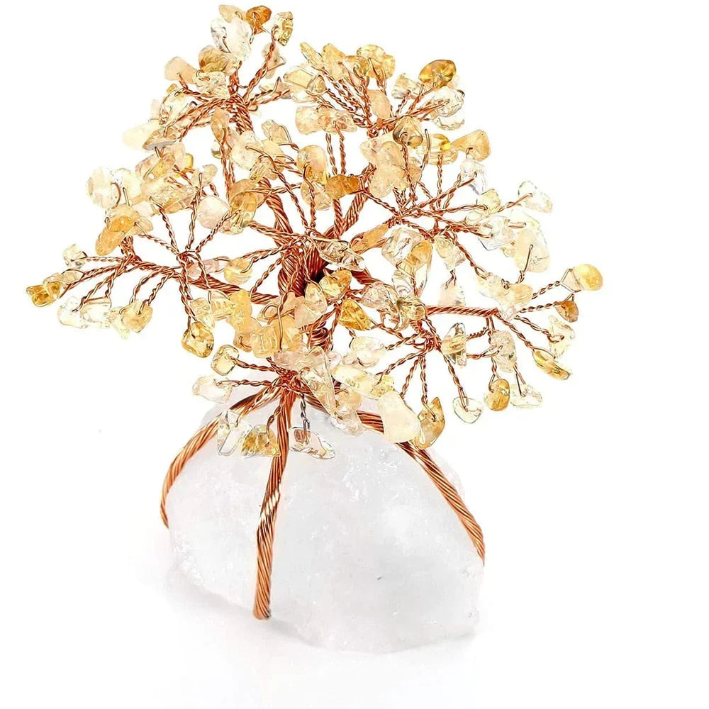 Ornement Bonsaï en Pierres Naturelles - Arbre Décoratif en Améthyste, Quartz Rose ou Citrine