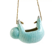 Pot Suspendu en Céramique Forme Chien - Pot Émaillé avec Corde en Jute pour Plantes d'Intérieur