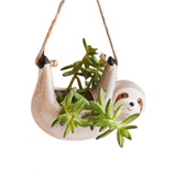 Pot Suspendu en Céramique Forme Chien - Pot Émaillé avec Corde en Jute pour Plantes d'Intérieur