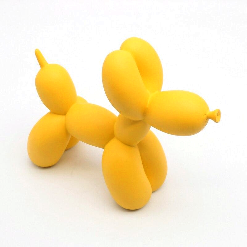 Sculpture Chien Ballon - Décoration Jaune en Résine avec Finition Mate