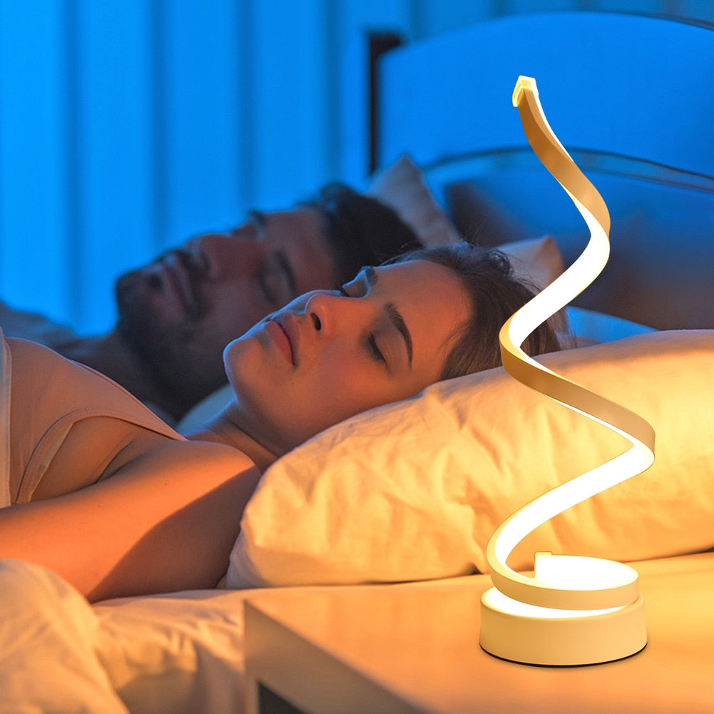 Lampe de Table LED Design Spiralé - Lampe Dimmable avec LED Intégrée