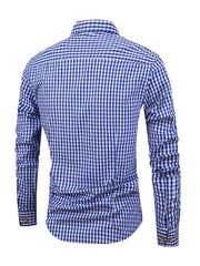 Chemise Homme 100 % Coton - Coupe Regular à Carreaux avec Col Classique et Manches Longues