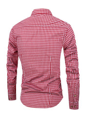 Chemise Homme 100 % Coton - Coupe Regular à Carreaux avec Col Classique et Manches Longues
