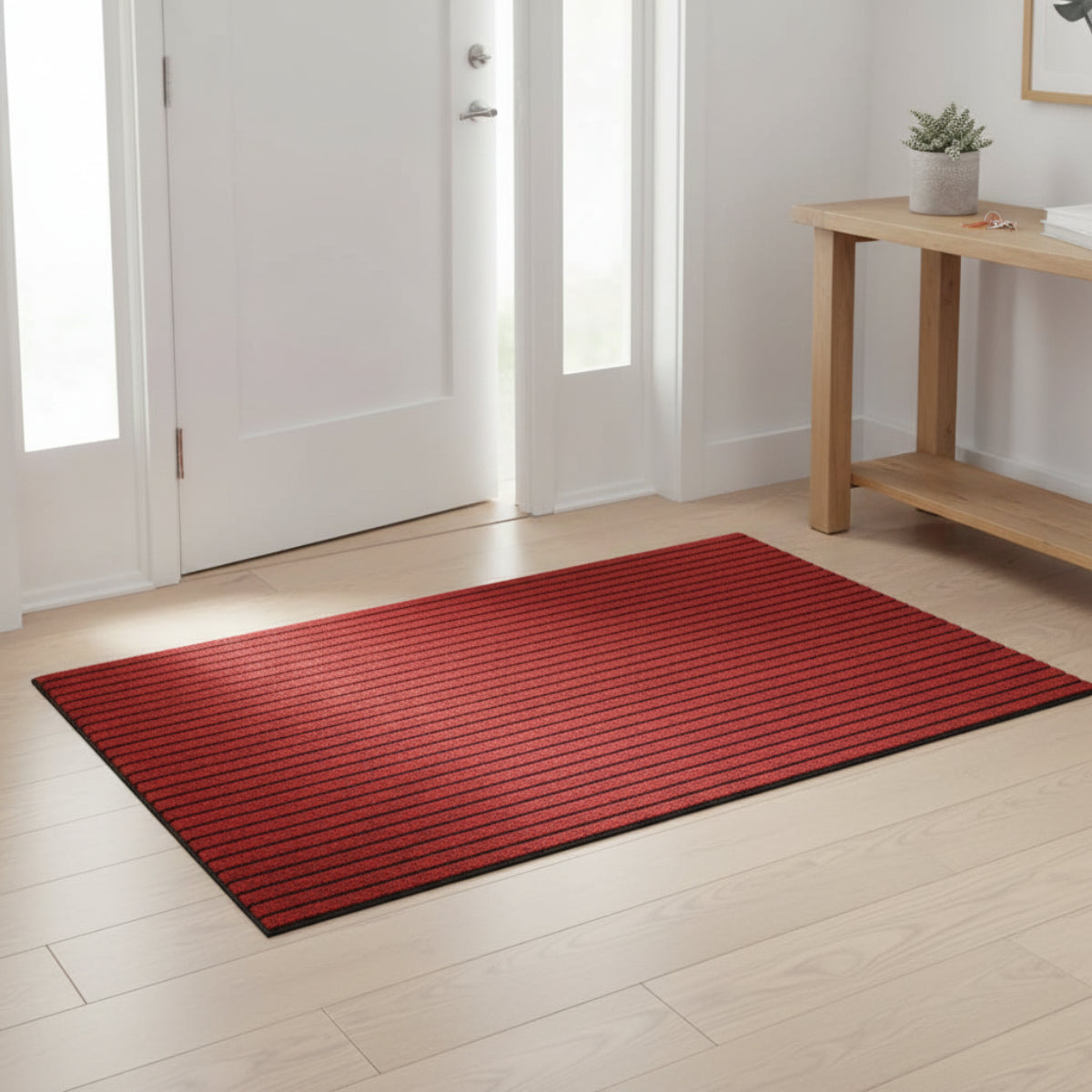 Paillasson Rayé en Polyester - Tapis Rectangulaire pour Entrée
