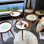 Table Basse Ronde en Rotin avec Plateau en Bois – Meuble Intérieur Fait Main