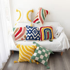 Housse de Coussin Décorative - Mélange de Coton avec Motifs Géométriques