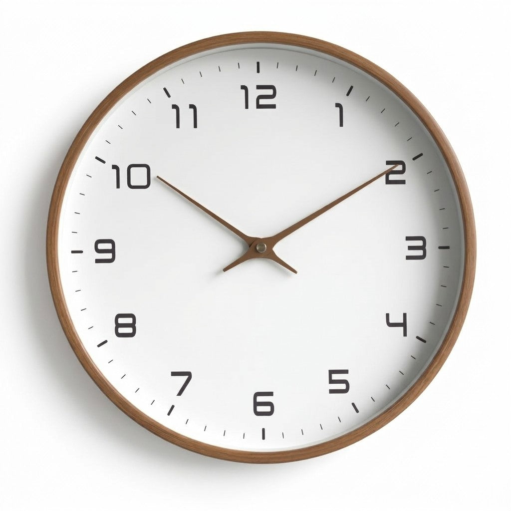 Horloge Murale Ronde en Bois - Mouvement Quartz Silencieux au Design Scandinave