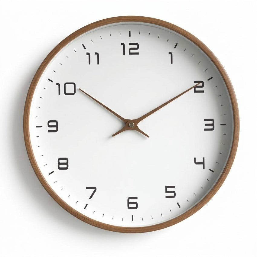 Horloge Murale Ronde en Bois - Mouvement Quartz Silencieux au Design Scandinave