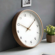 Horloge Murale Ronde en Bois - Mouvement Quartz Silencieux au Design Scandinave