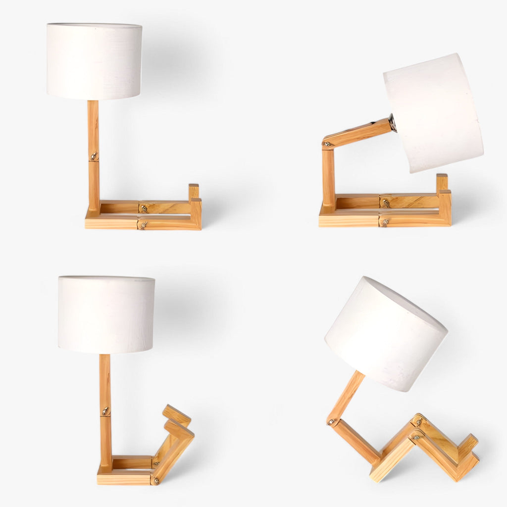 Lampe de Bureau Robot en Bois - Lampe de Lecture et Décoration Intérieure