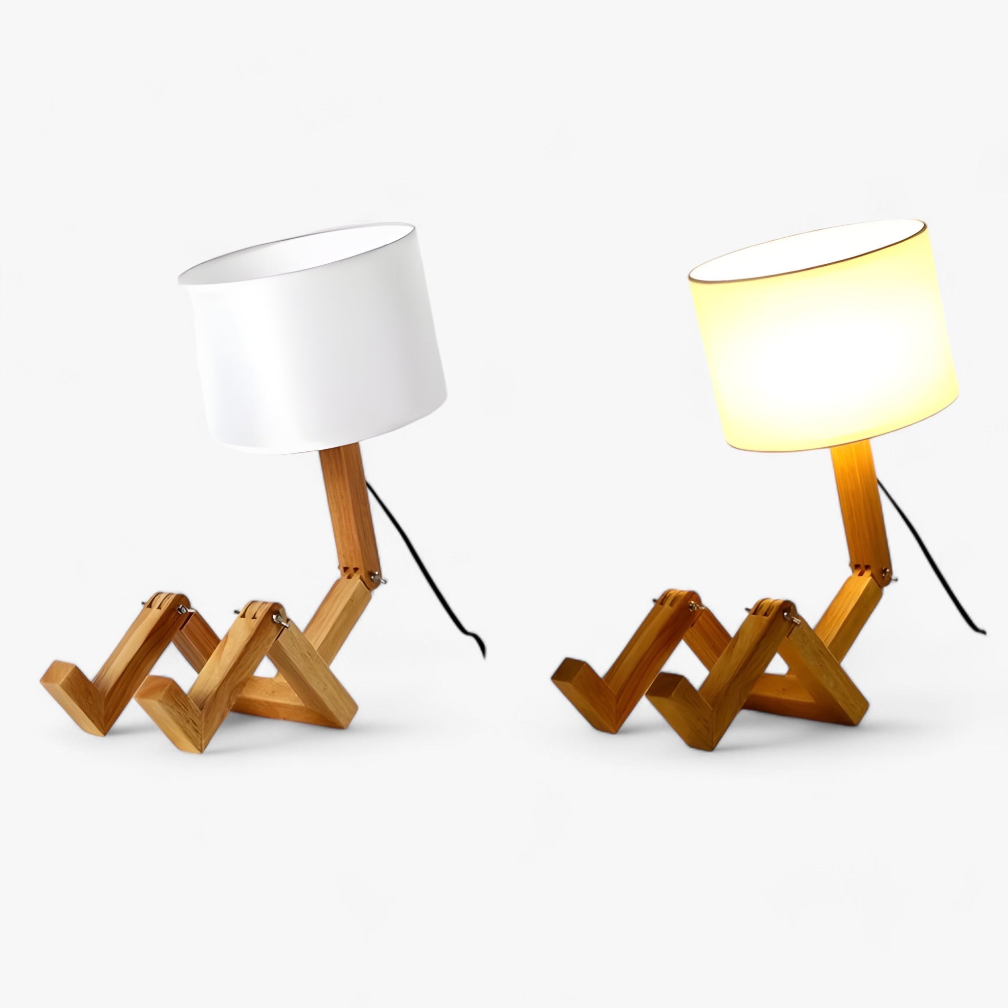 Lampe de Bureau Robot en Bois - Lampe de Lecture et Décoration Intérieure