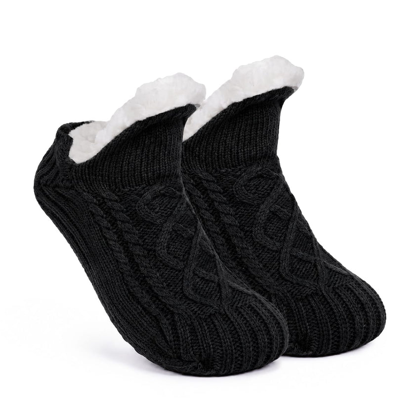 Chaussettes d'Hiver Doublées - Semelle Antidérapante avec Talon Élastique