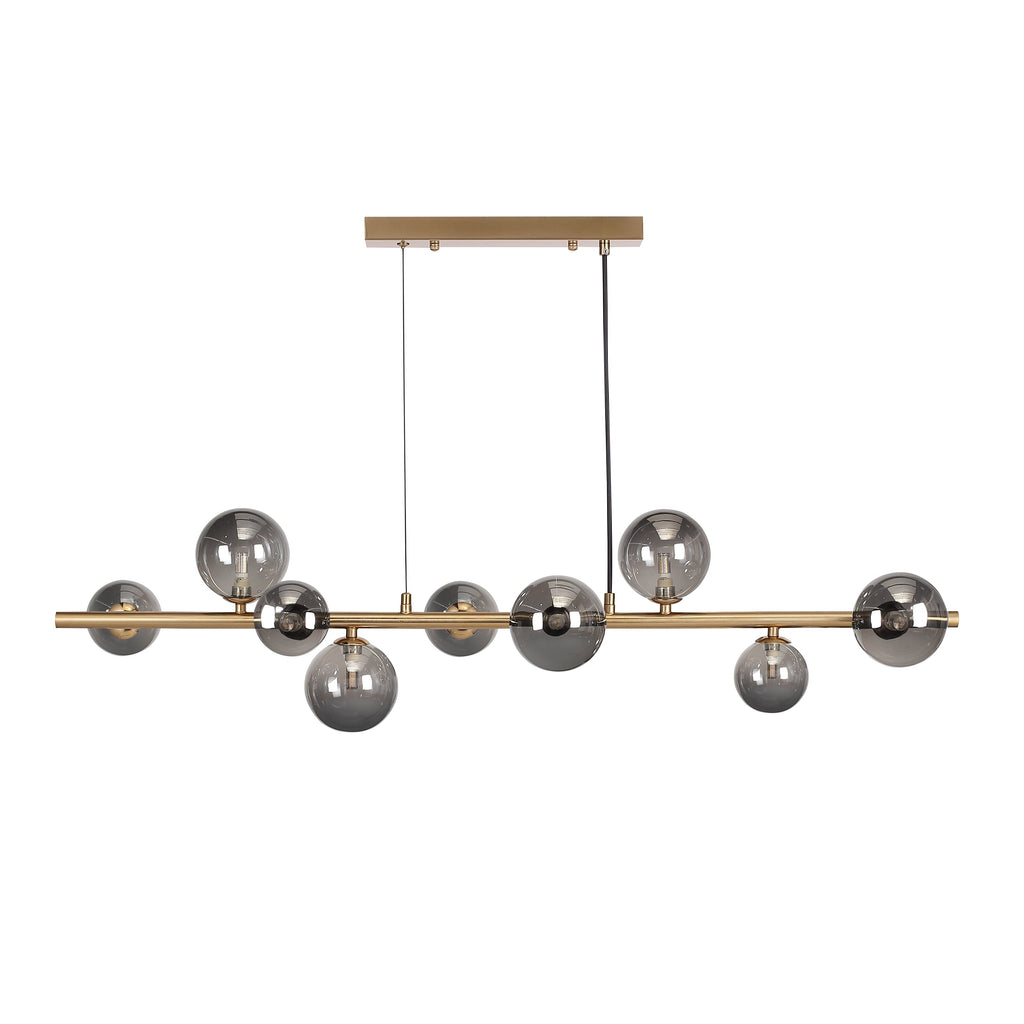 Suspension Longue Avec Écran en Verre Fumé - Finition Bronze Et Compatibilité E26 E27