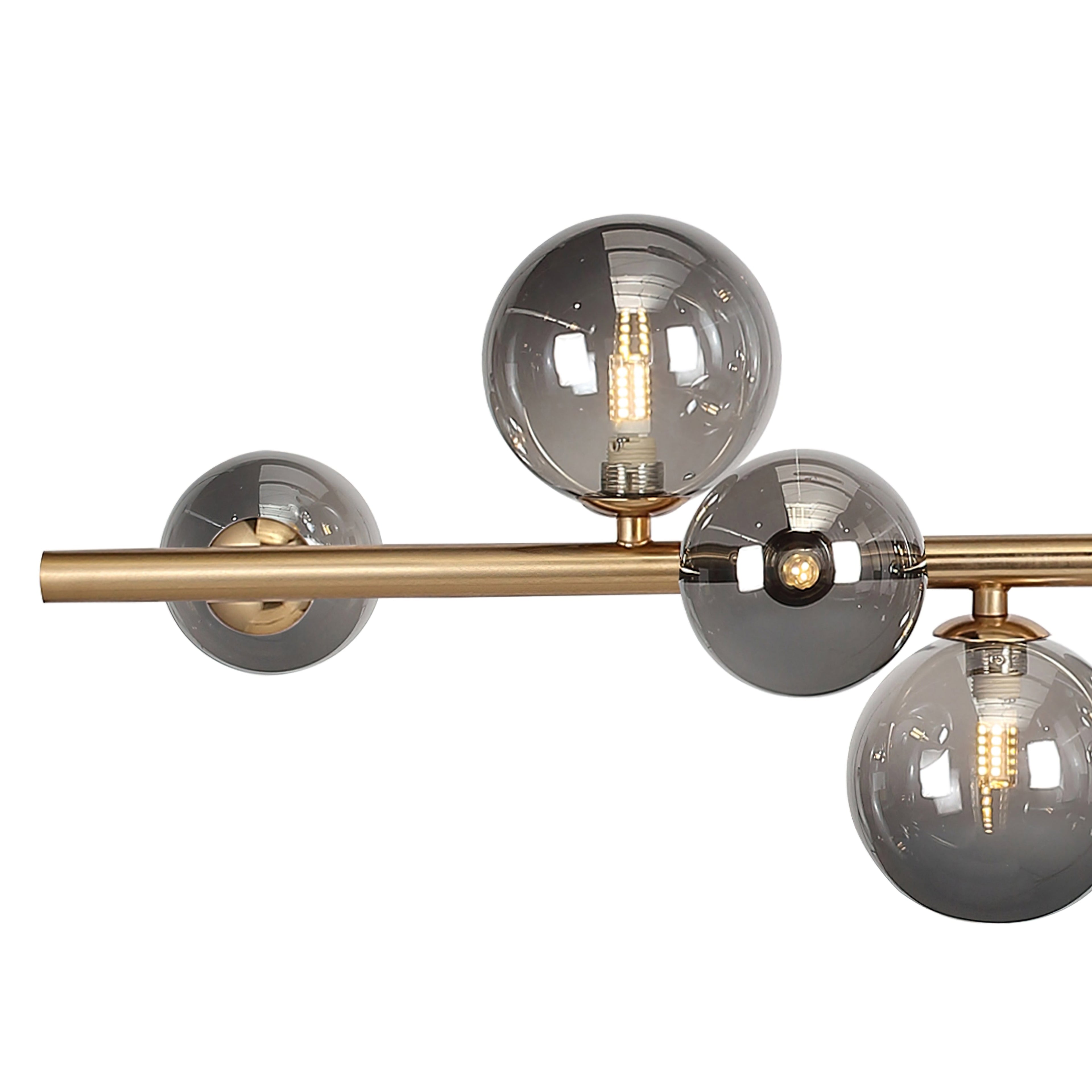 Suspension Longue Avec Écran en Verre Fumé - Finition Bronze Et Compatibilité E26 E27