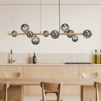 Suspension Longue Avec Écran en Verre Fumé - Finition Bronze Et Compatibilité E26 E27