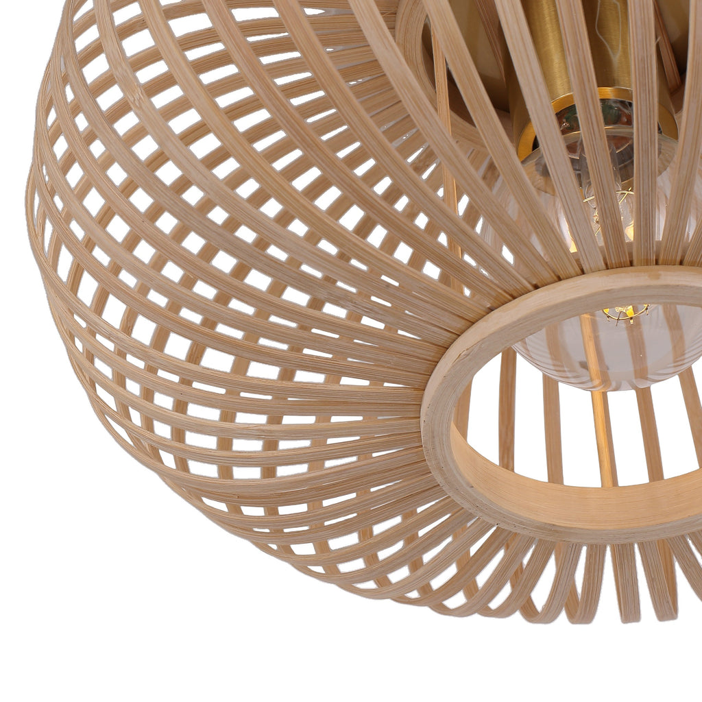 Lampe de Plafond Avec Écran en Bambou Tressé - 45 cm Construction en Fibres Naturelles