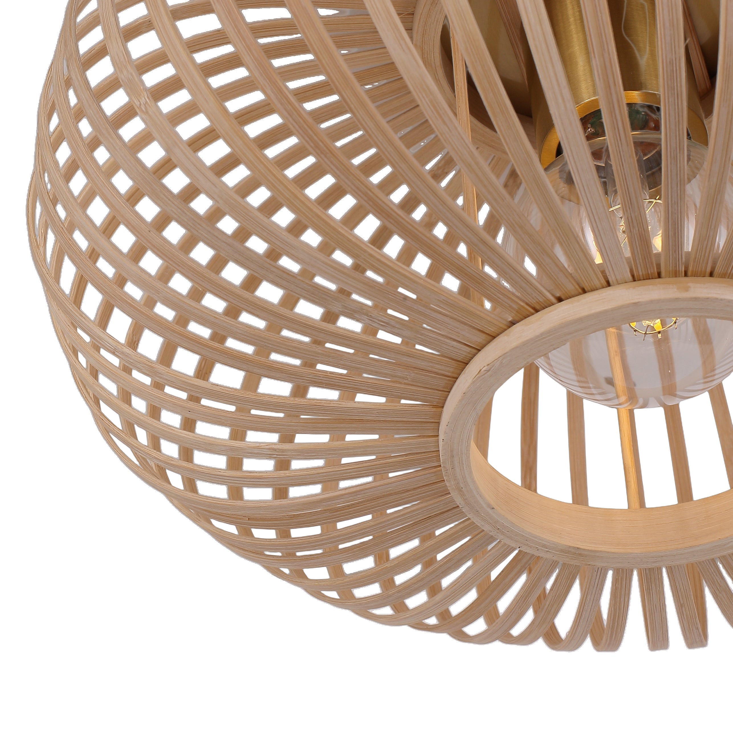 Lampe de Plafond Avec Écran en Bambou Tressé - 45 cm Construction en Fibres Naturelles