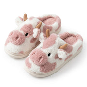 Chaussons Motif Vache en Fourrure Synthétique - Doublure Velours et Semelle EVA