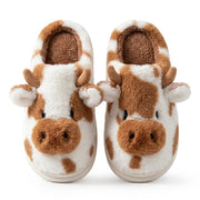 Chaussons Motif Vache en Fourrure Synthétique - Doublure Velours et Semelle EVA