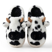 Chaussons Motif Vache en Fourrure Synthétique - Doublure Velours et Semelle EVA
