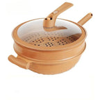Wok en Alliage d'Aluminium avec Couvercle en Verre - Compatible Induction