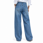 Jean Femme 100 % Coton - Coupe Décontractée à Jambe Droite et Taille Mi-Haute