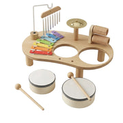 Jouet Musical en Bois de Hêtre - Tambour, Xylophone et Cloches