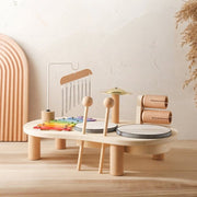 Jouet Musical en Bois de Hêtre - Tambour, Xylophone et Cloches