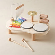 Jouet Musical en Bois de Hêtre - Tambour, Xylophone et Cloches
