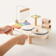 Jouet Musical en Bois de Hêtre - Tambour, Xylophone et Cloches