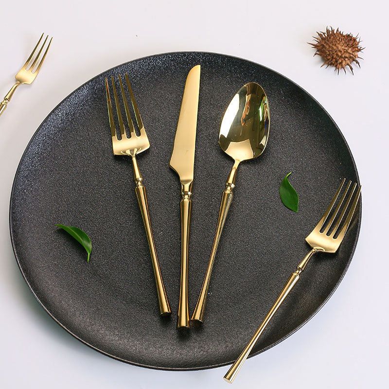 Ensemble de Couverts en Acier Inoxydable - Set de 4 Pièces avec Poignées Fines