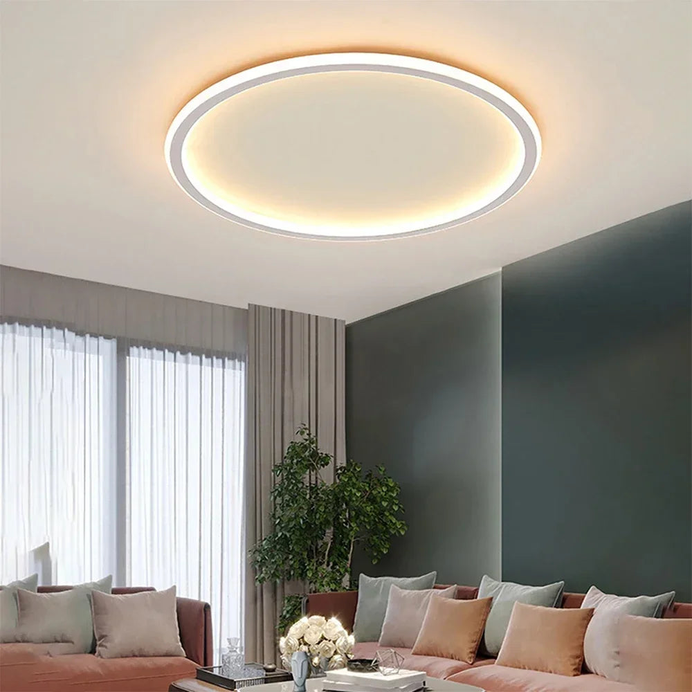 Plafonnier LED Rond - Lampe de Plafond en Métal et Verre pour Éclairage Intérieur