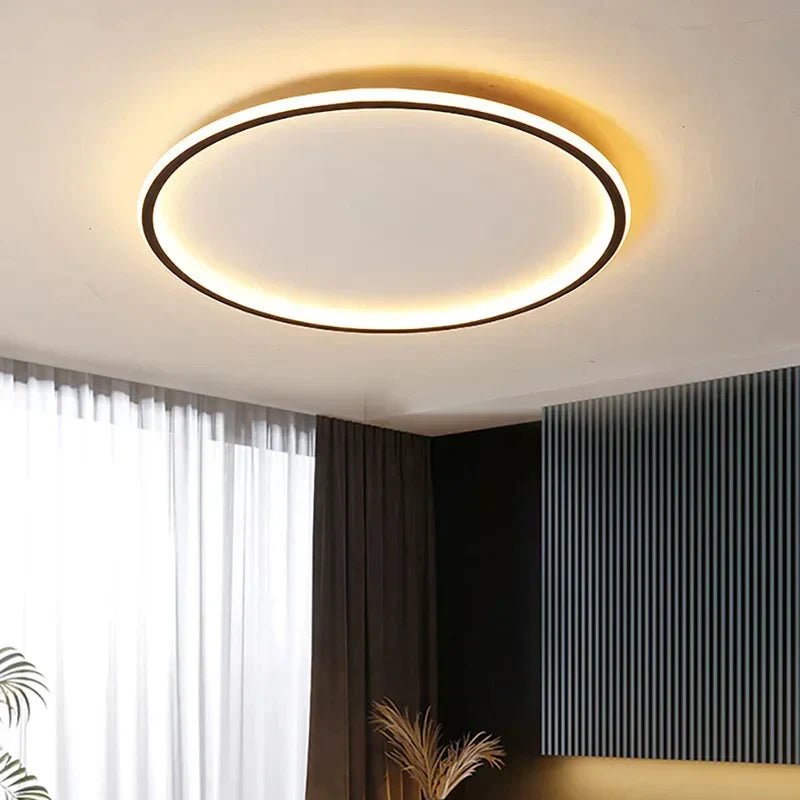 Plafonnier LED Rond - Lampe de Plafond en Métal et Verre pour Éclairage Intérieur