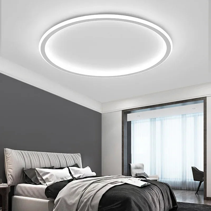 Plafonnier LED Rond - Lampe de Plafond en Métal et Verre pour Éclairage Intérieur